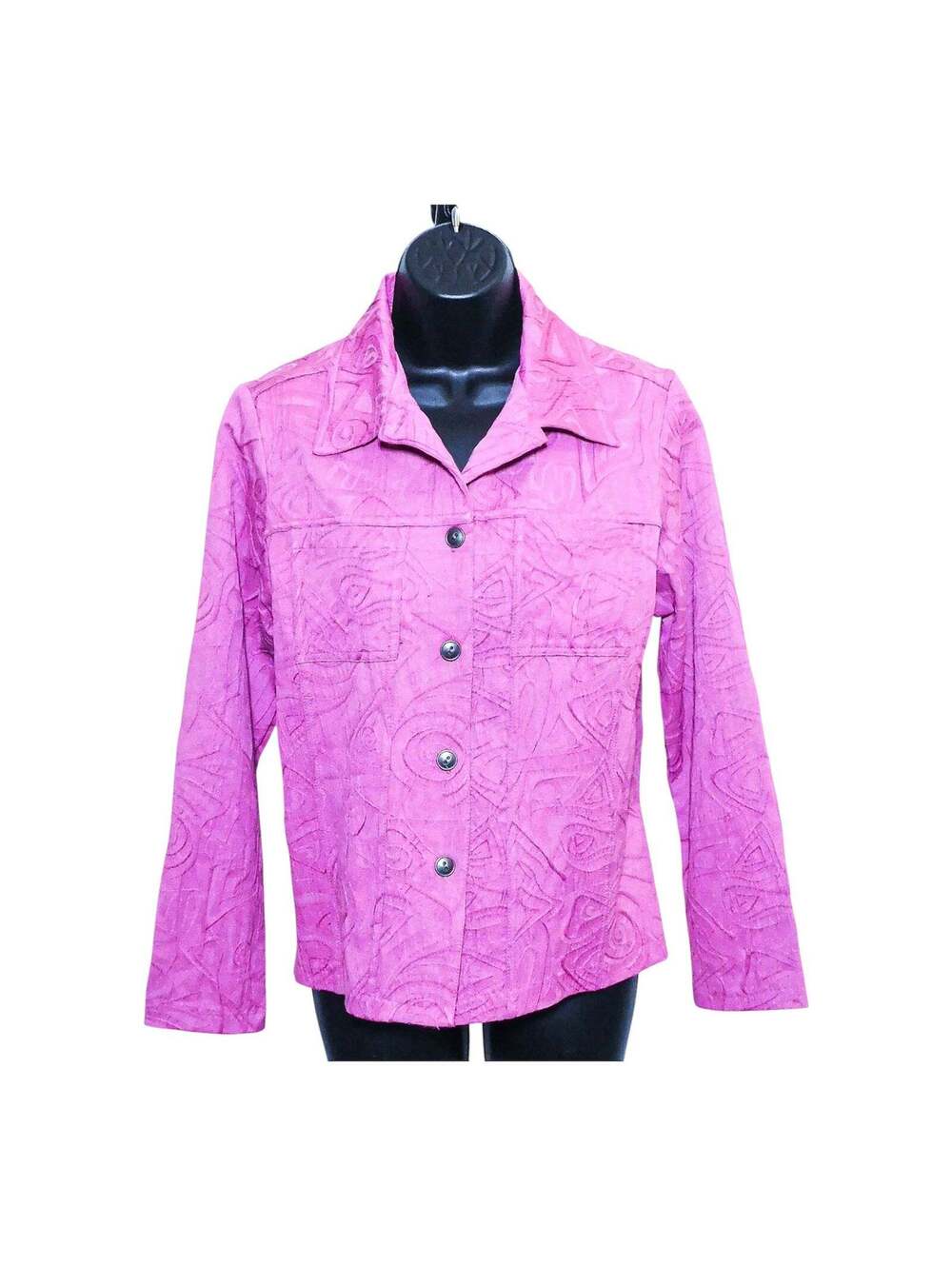 Kaktus Jacket Textured Abstract Button Front Size S Pink